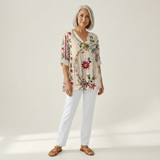 Aria | Lange Bluse mit Muster - Vorderansicht