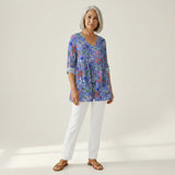 Amelie | Lange Bluse mit Muster - Seitenansicht