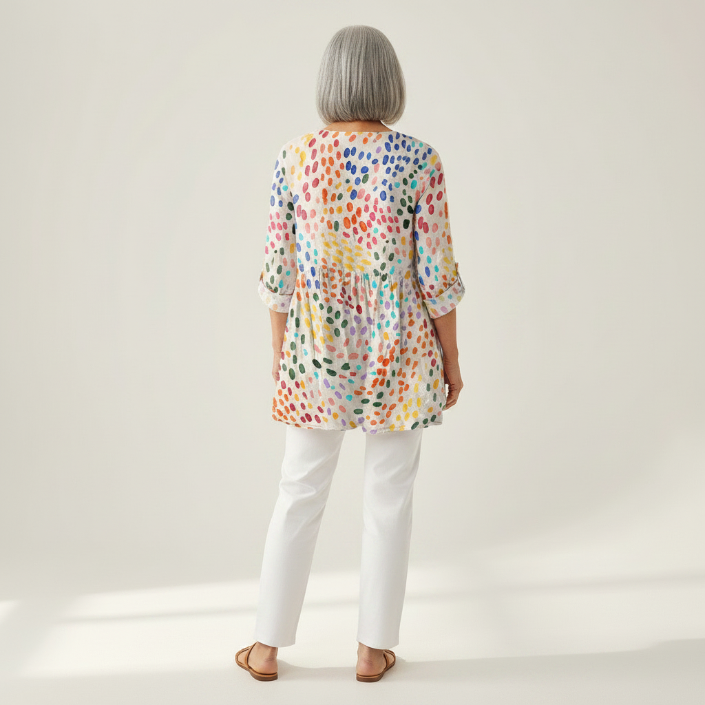 Noelle | Lange Bluse mit Muster - Rückansicht