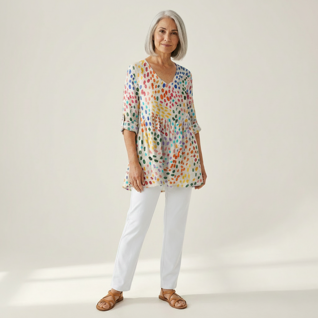 Noelle | Lange Bluse mit Muster - Vorderansicht