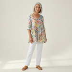 Noelle | Lange Bluse mit Muster - Vorderansicht