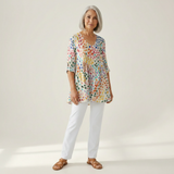 Noelle | Lange Bluse mit Muster - Vorderansicht