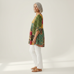 Nyla | Lange Bluse mit Muster - Seitenansicht