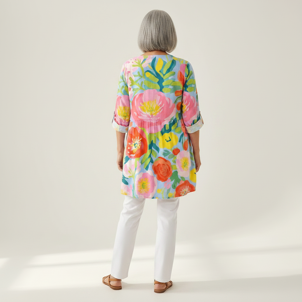 Ayra | Lange Bluse mit Muster - Rückansicht