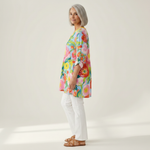 Ayra | Lange Bluse mit Muster - Seitenansicht