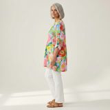 Ayra | Lange Bluse mit Muster - Seitenansicht