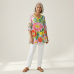 Ayra | Lange Bluse mit Muster - Vorderansicht