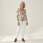 Mathilde Pullover mit Herbstwald-Motiv, Vorderansicht