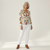 Mathilde Pullover mit Herbstwald-Motiv, Vorderansicht