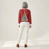 Lotte Weihnachtspullover in Rot mit Tannenbaum, Rückansicht
