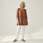 Elowen | Lange Bluse mit Muster - Vorderansicht