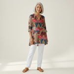 Alina | Lange Bluse mit Muster - Vorderansicht