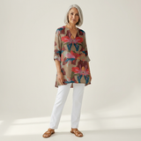 Alina | Lange Bluse mit Muster - Vorderansicht