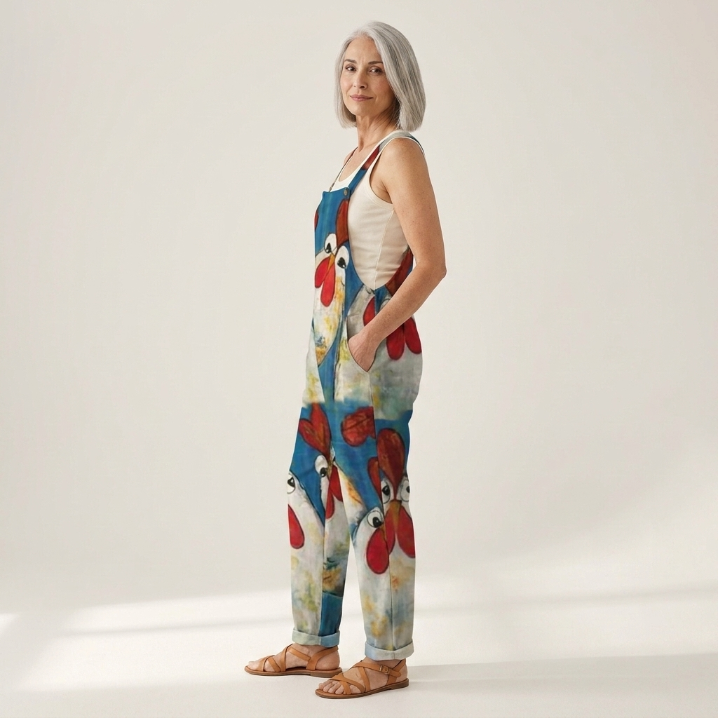 Irmgard - Bequeme bedruckte Latzhose - Detailansicht