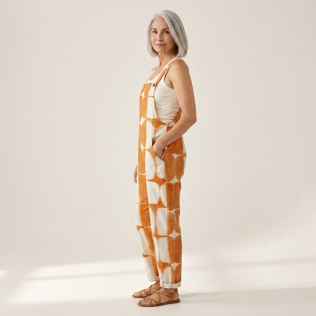 Josefa - Bequeme bedruckte Latzhose - Detailansicht