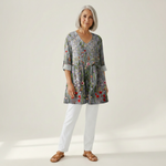 Sloane | Lange Bluse mit Muster - Vorderansicht