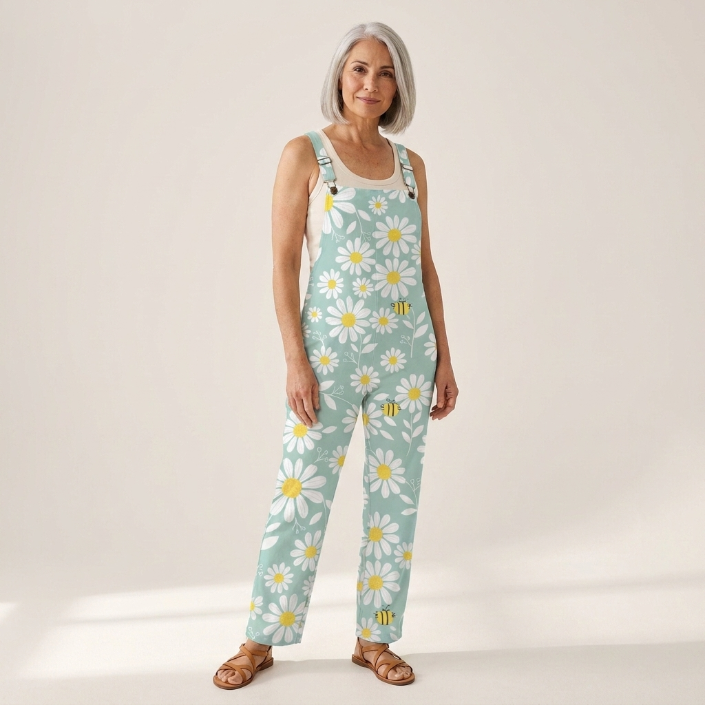 Gisela Bequeme bedruckte Latzhose, Seitenansicht