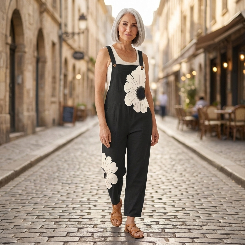 Anneliese - Bequeme bedruckte Latzhose - Gesamtansicht
