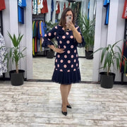 Casiva - Retro-inspiriertes Kleid mit Plisseerock und ausgestellten Ärmelabschlüssen