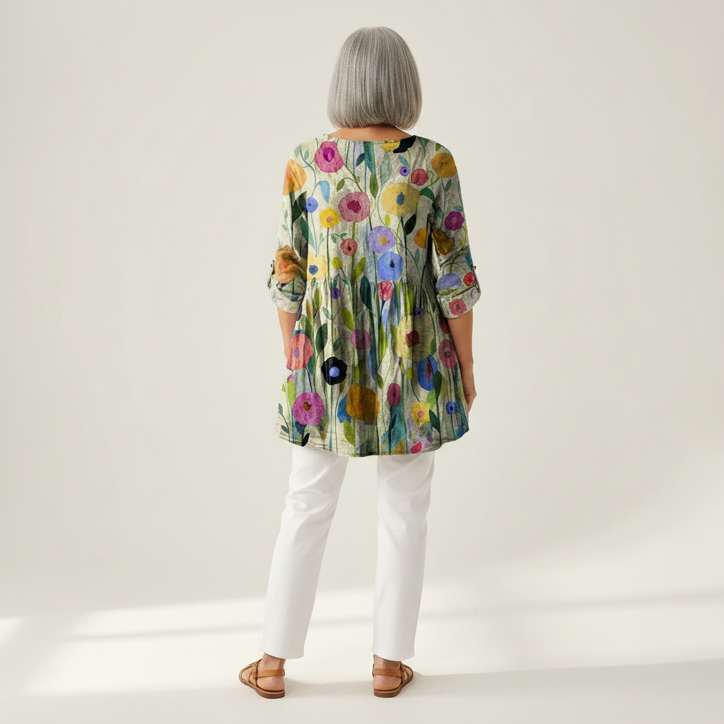 Remi | Lange Bluse mit Muster - Rückansicht