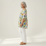 Remi | Lange Bluse mit Muster - Seitenansicht