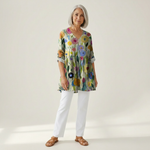 Remi | Lange Bluse mit Muster - Vorderansicht