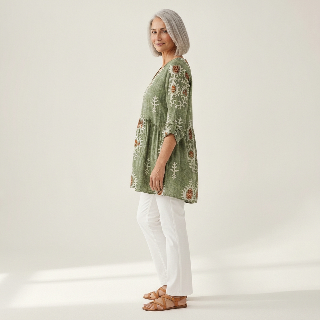Blair | Lange Bluse mit Muster - Seitenansicht