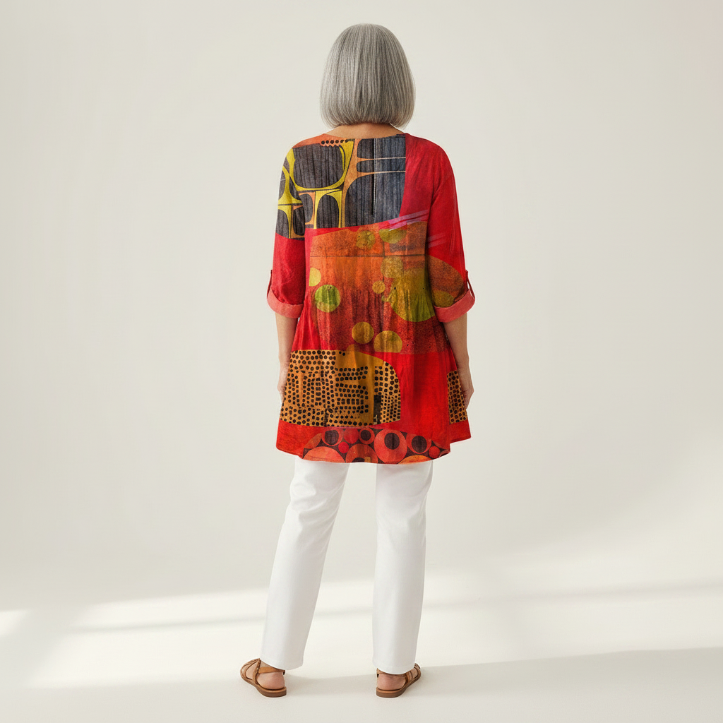 Skylar | Lange Bluse mit Muster - Rückansicht