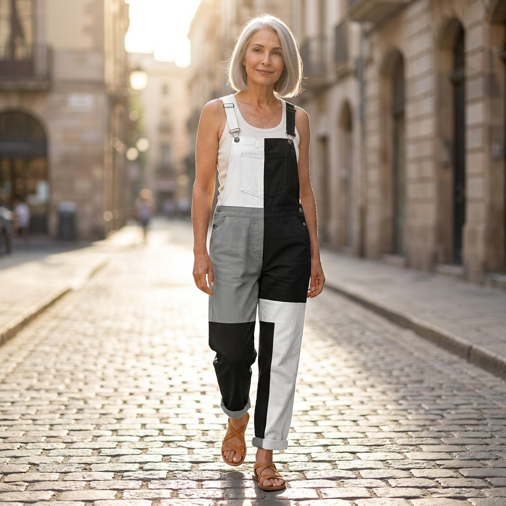 Theresia - Bequeme bedruckte Latzhose - Gesamtansicht