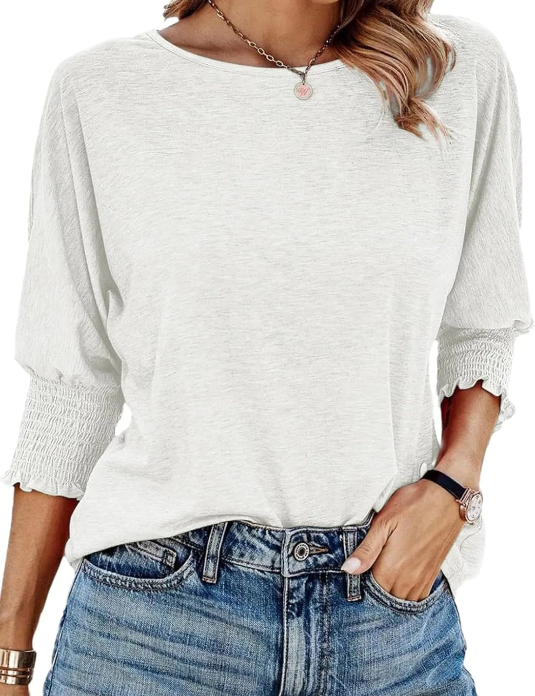 Wilma | Einfache Rundhalsausschnitt Bluse