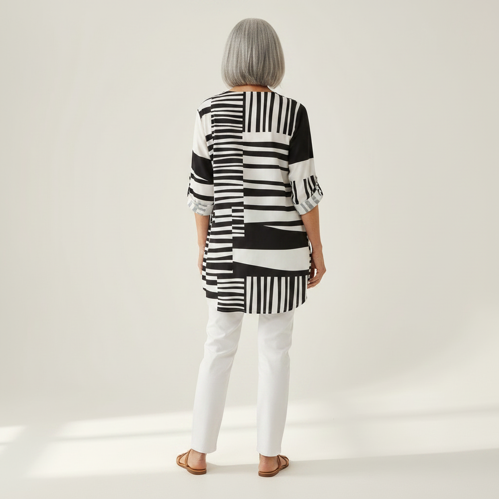 Quinn | Lange Bluse mit Muster - Rückansicht