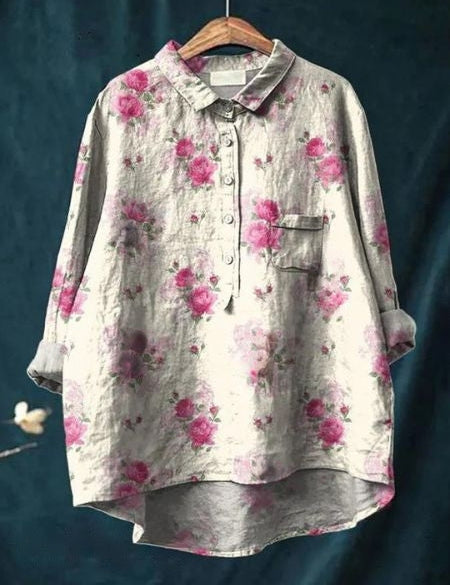 Alodia | Florale Französische Vintage-Bluse