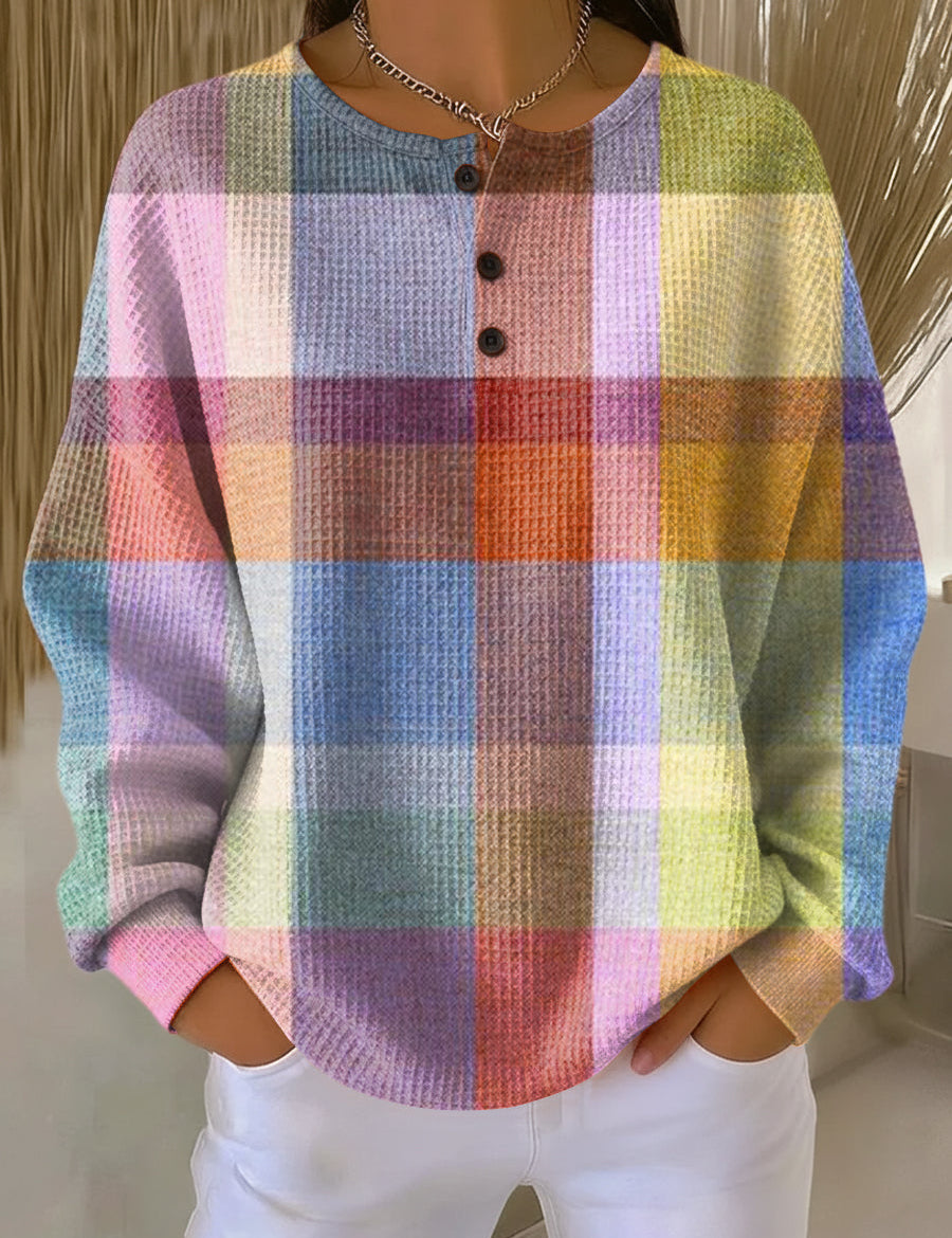 Antje Pullover mit Karomuster in Pastell, Vorderansicht