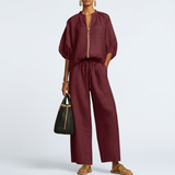 Henrietta Zweiteiliges Outfit mit Bluse und lockerer Hose, Vorderansicht