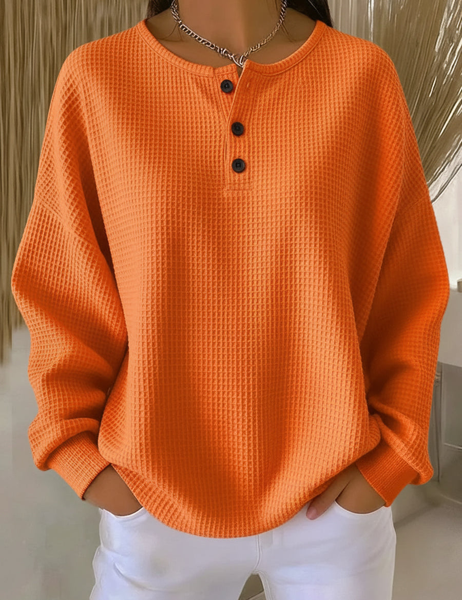 Greta Schlichter Pullover in Waffelstrick, Vorderansicht