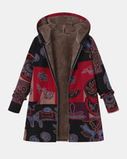 Marina – Boho-Patchwork-Kapuzenmantel mit abstraktem Muster