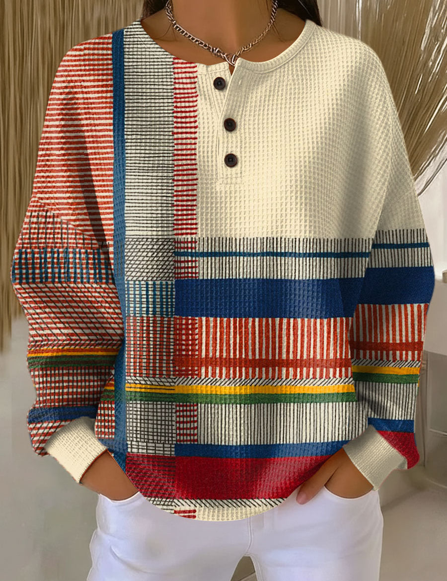 Hanne Pullover mit Streifen und Farbflächen, Vorderansicht