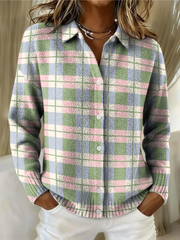 Margot | Pastellkarierte Strickjacke mit Knöpfen