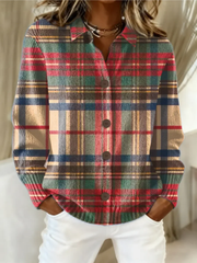 Gloria | Mehrfarbige karierte Strickjacke mit Knöpfen