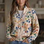 Anja Strickjacke mit buntem Blättermuster, Vorderansicht