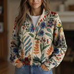 Birgit Strickjacke mit botanischem Blumenmuster, Vorderansicht