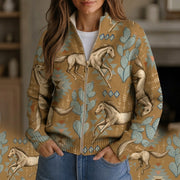 Brigitte | Strickjacke mit Pferde- und Kakteenmotiv