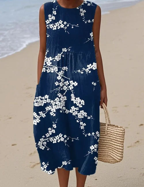 Tess Elegantes Midikleid mit Blumenmuster, Vorderansicht