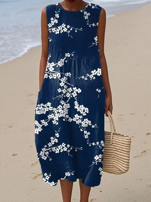 Tess Elegantes Midikleid mit Blumenmuster, Vorderansicht