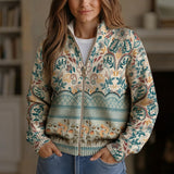 Gisela Strickjacke mit floraler Bordüre, Vorderansicht