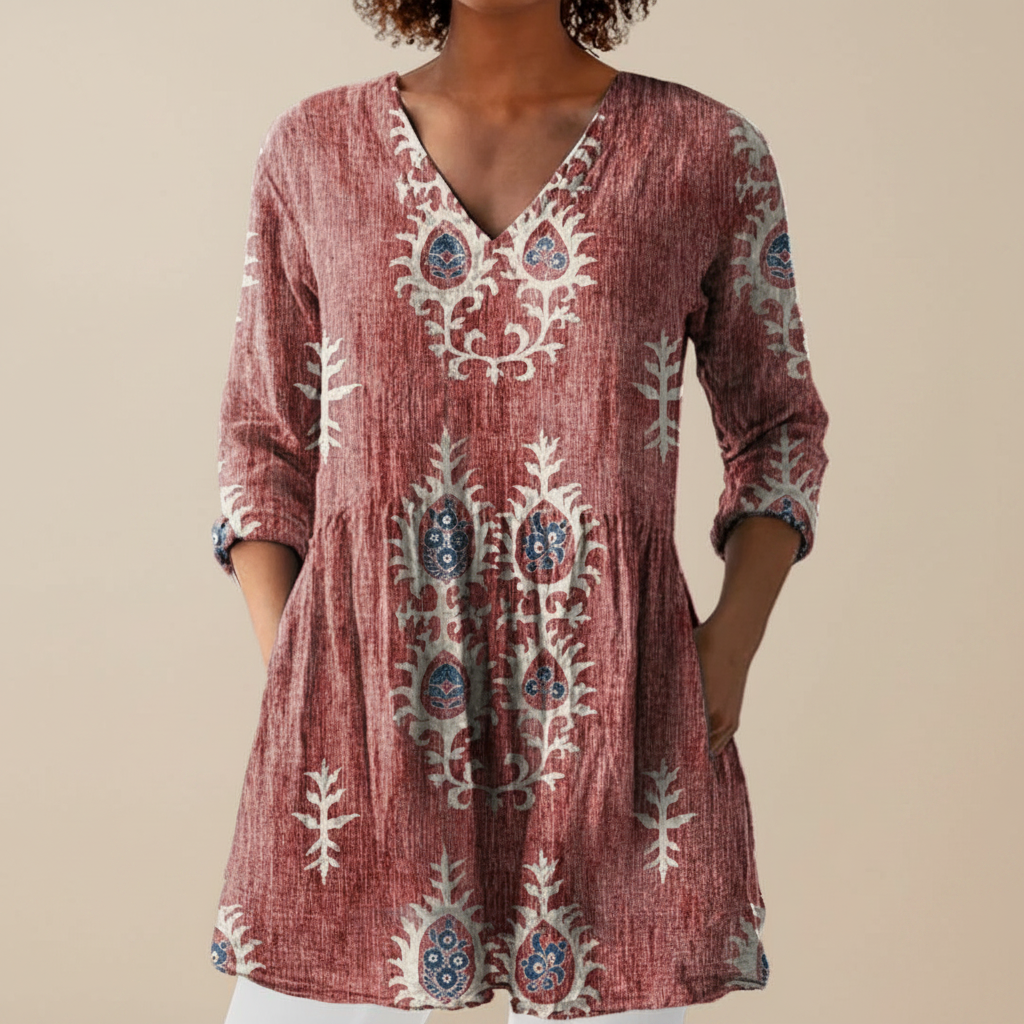 Blair | Lange Bluse mit Muster - Rot