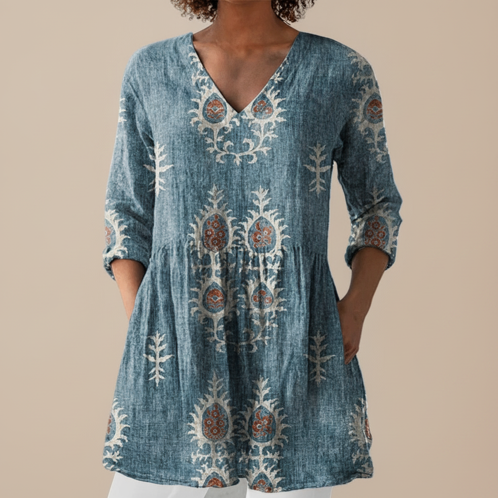 Blair | Lange Bluse mit Muster - Blau