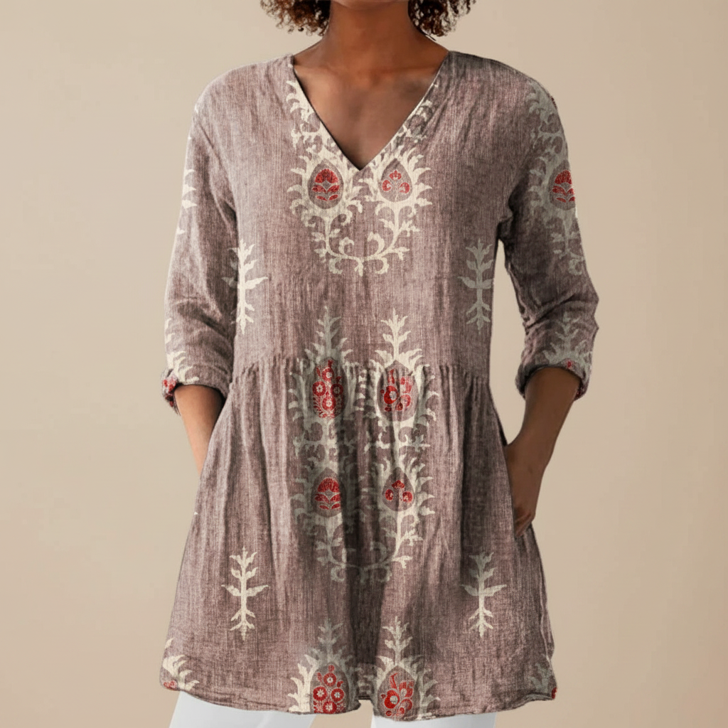 Blair | Lange Bluse mit Muster - Rosa