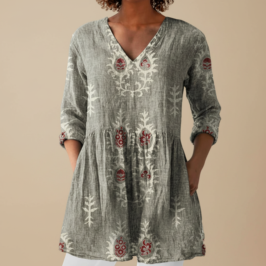 Blair | Lange Bluse mit Muster - Grau