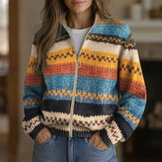 Karin | Strickjacke mit buntem Zickzackmuster